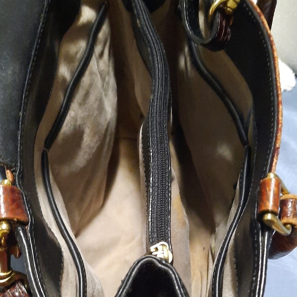 Brahmin Black and Brown Croc-Embossed Satchel - Picture 6 of 9